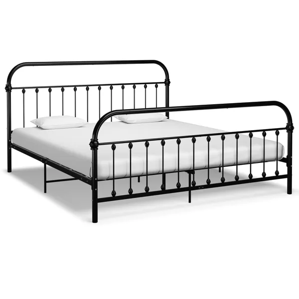 Cadre de lit sans matelas avec tête de lit noir 180x200 cm