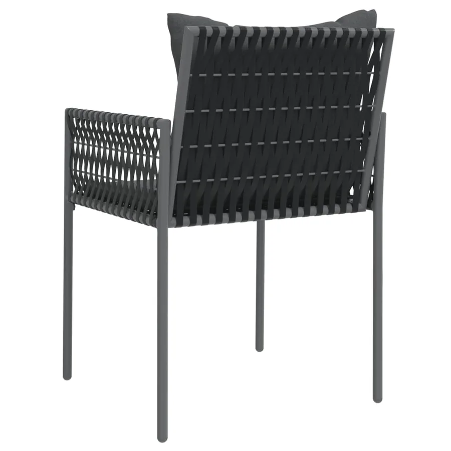 Chaises de jardin avec coussins lot de 2 noir 54x61x83 cm rotin - 6