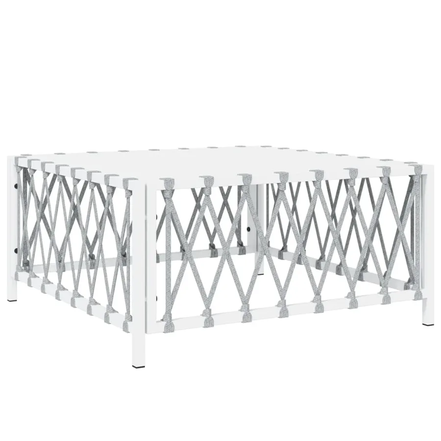 Salon de jardin 7 pcs avec coussins blanc acier - 6