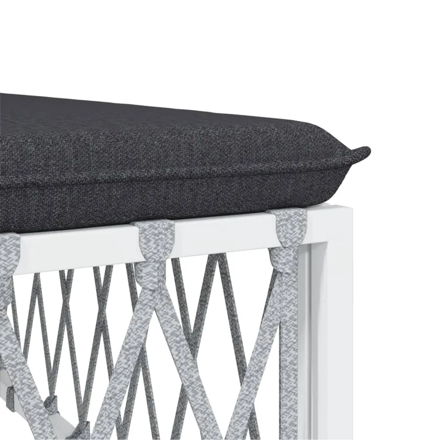 Salon de jardin 7 pcs avec coussins blanc acier - 7