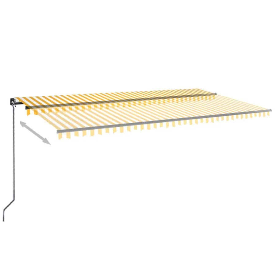 Auvent manuel rétractable avec LED 600x350 cm Jaune et blanc - 3