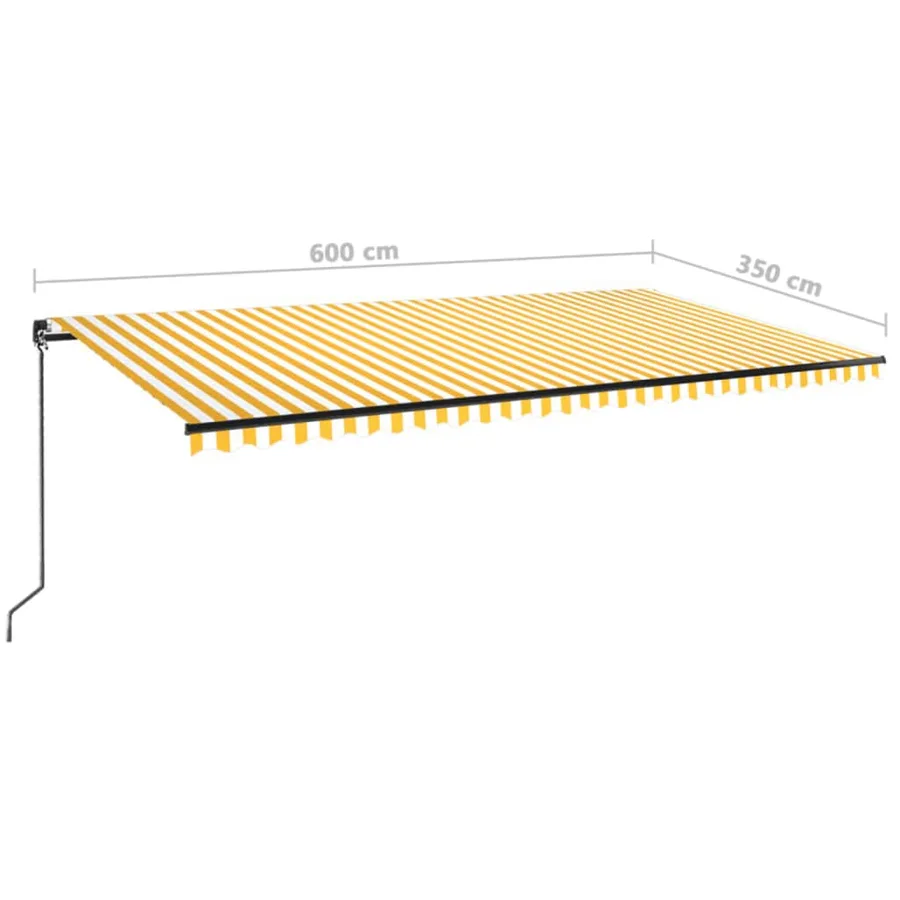 Auvent manuel rétractable avec LED 600x350 cm Jaune et blanc - 7
