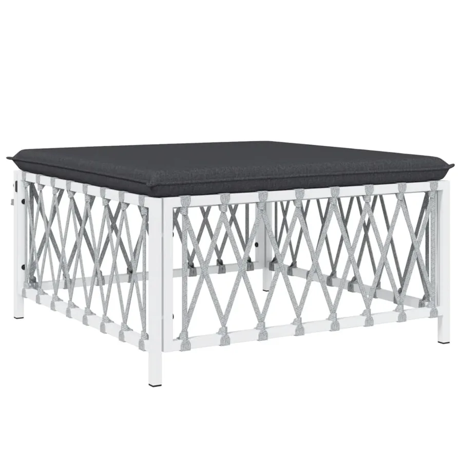 Salon de jardin 8 pcs avec coussins blanc acier - 6