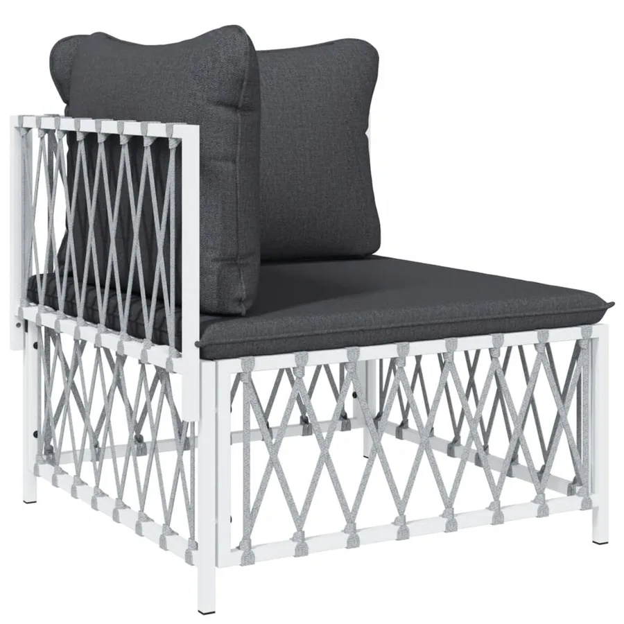 Salon de jardin 4 pcs avec coussins blanc acier - 4