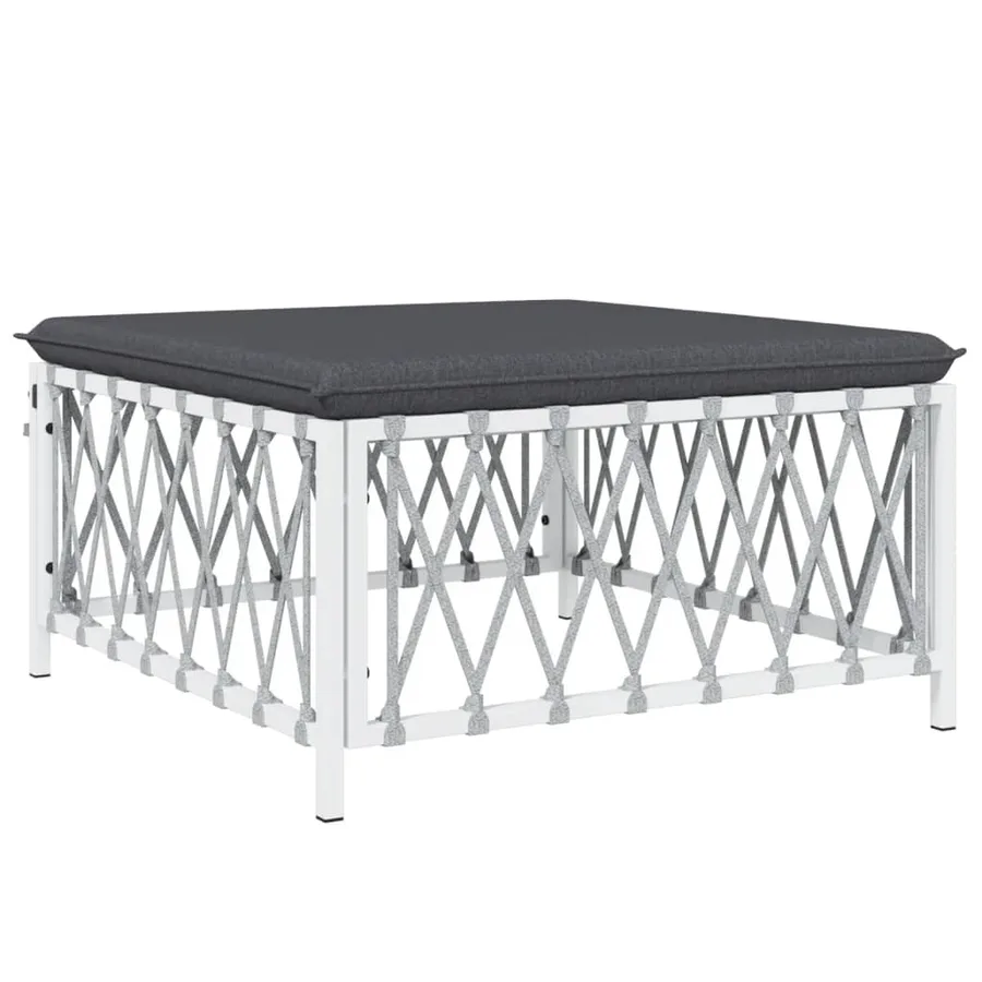 Salon de jardin 4 pcs avec coussins blanc acier - 6