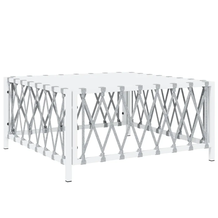Salon de jardin avec coussins 5 pcs blanc acier - 6