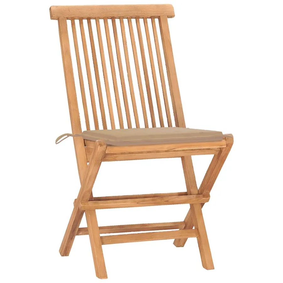 Ensemble à manger d'extérieur pliable avec coussin 3 pcs Teck - 2