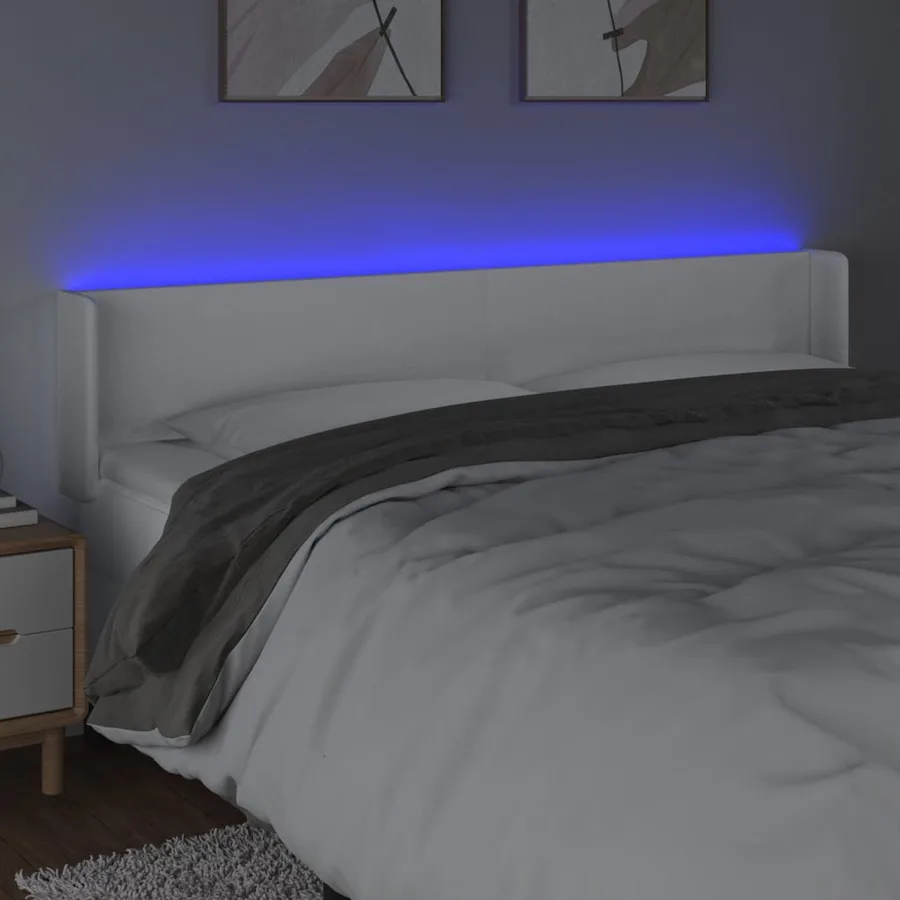 Tête de lit à LED Blanc 203x16x78/88 cm Similicuir - 4