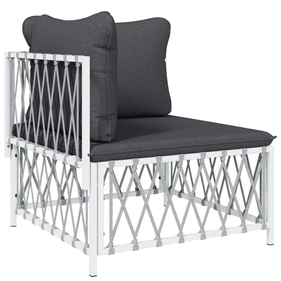 Salon de jardin 4 pcs avec coussins blanc acier - 4
