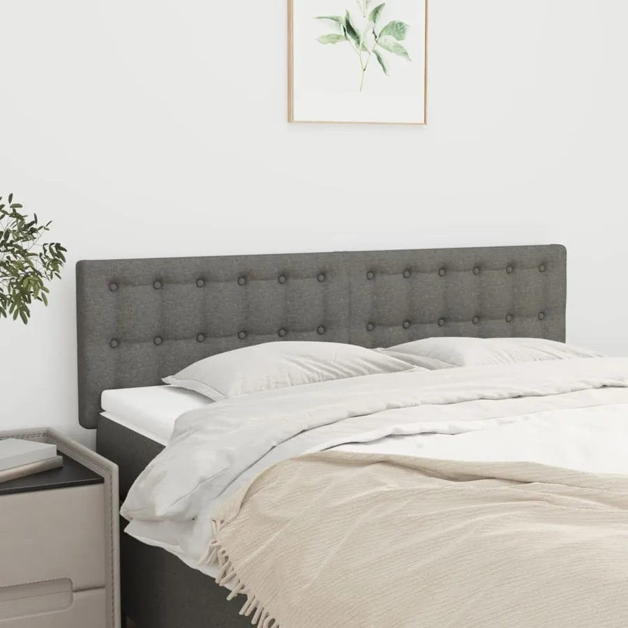 Têtes de lit Gris foncé 144x5x78/88 cm Tissu