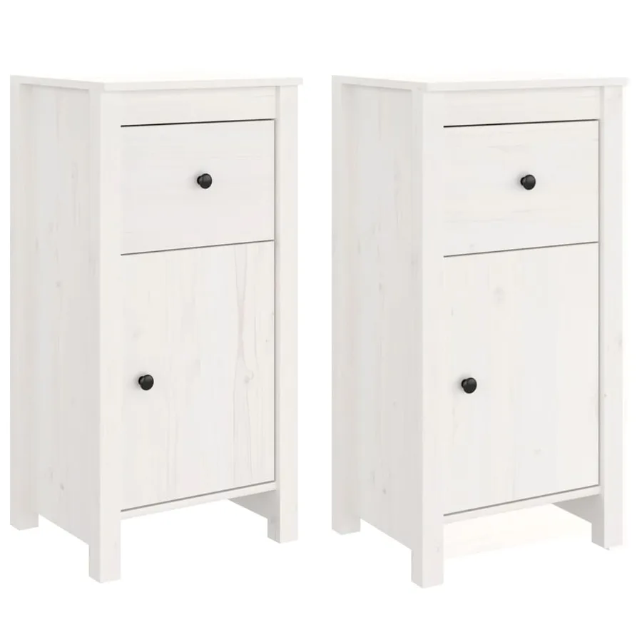 Buffets 2 pcs blanc 40x35x80 cm bois massif de pin - 2