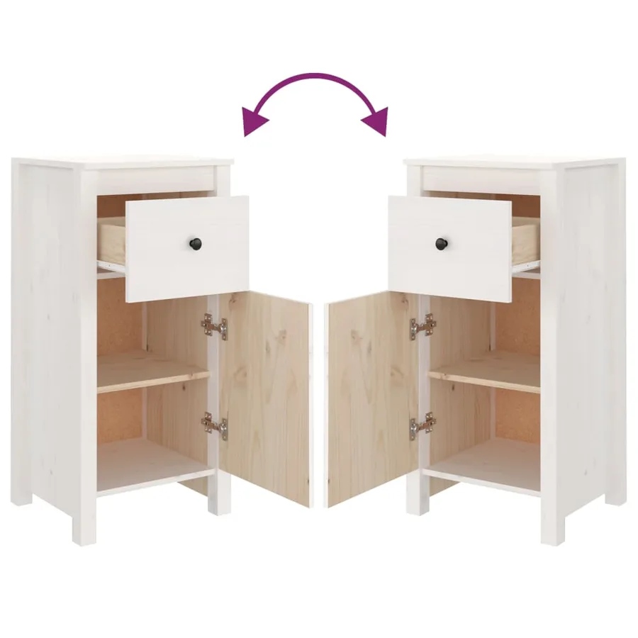 Buffets 2 pcs blanc 40x35x80 cm bois massif de pin - 9