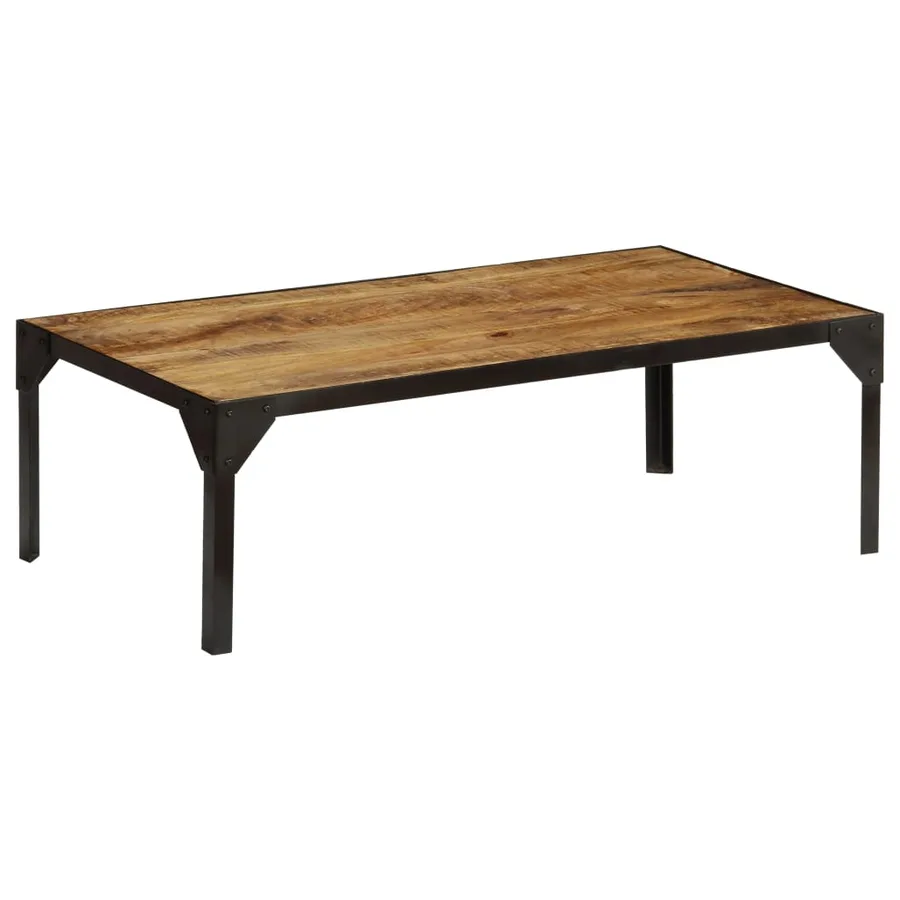 Table basse Bois massif de manguier brut et acier 110 cm - 11