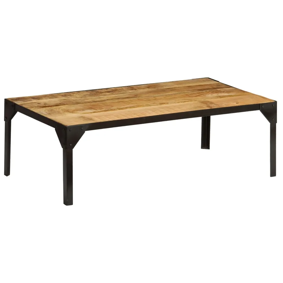 Table basse Bois massif de manguier brut et acier 110 cm - 12