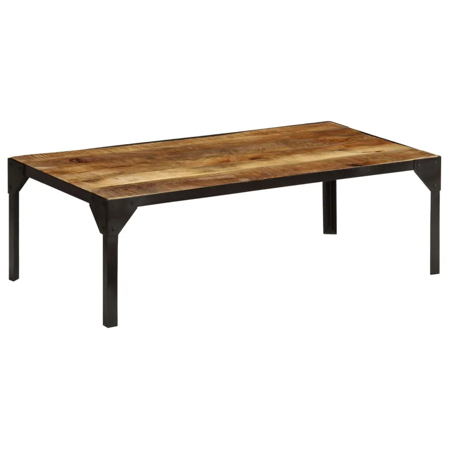 Table basse Bois massif de manguier brut et acier 110 cm - 13