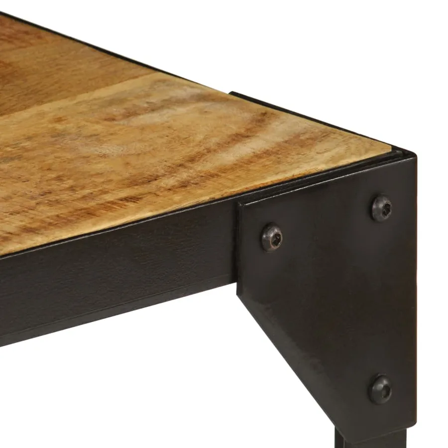 Table basse Bois massif de manguier brut et acier 110 cm - 3