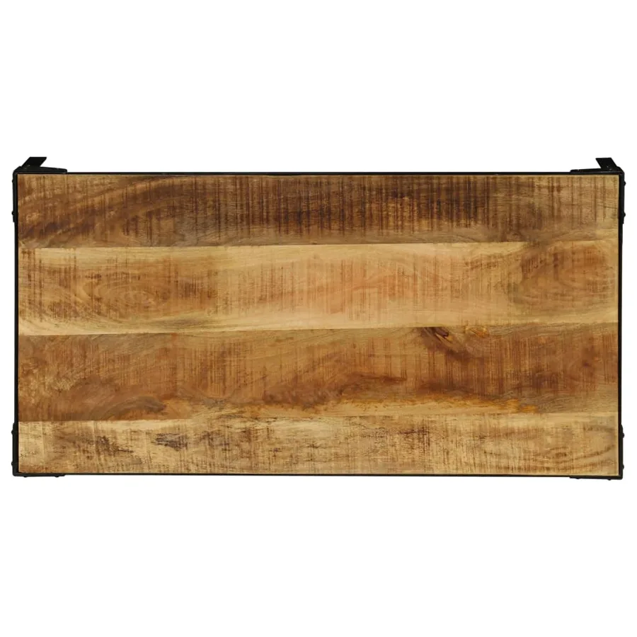 Table basse Bois massif de manguier brut et acier 110 cm - 5