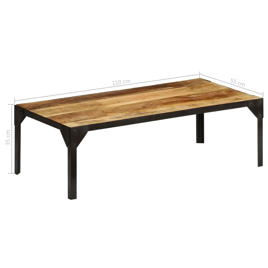 Table basse Bois massif de manguier brut et acier 110 cm - 8