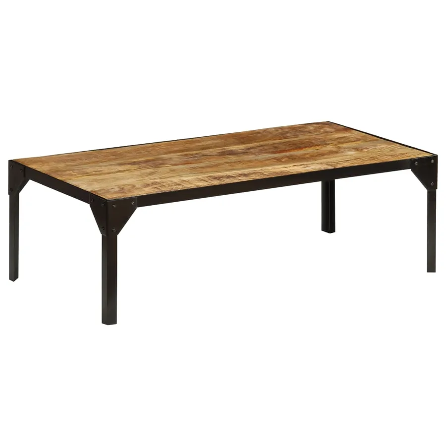 Table basse Bois massif de manguier brut et acier 110 cm - 9