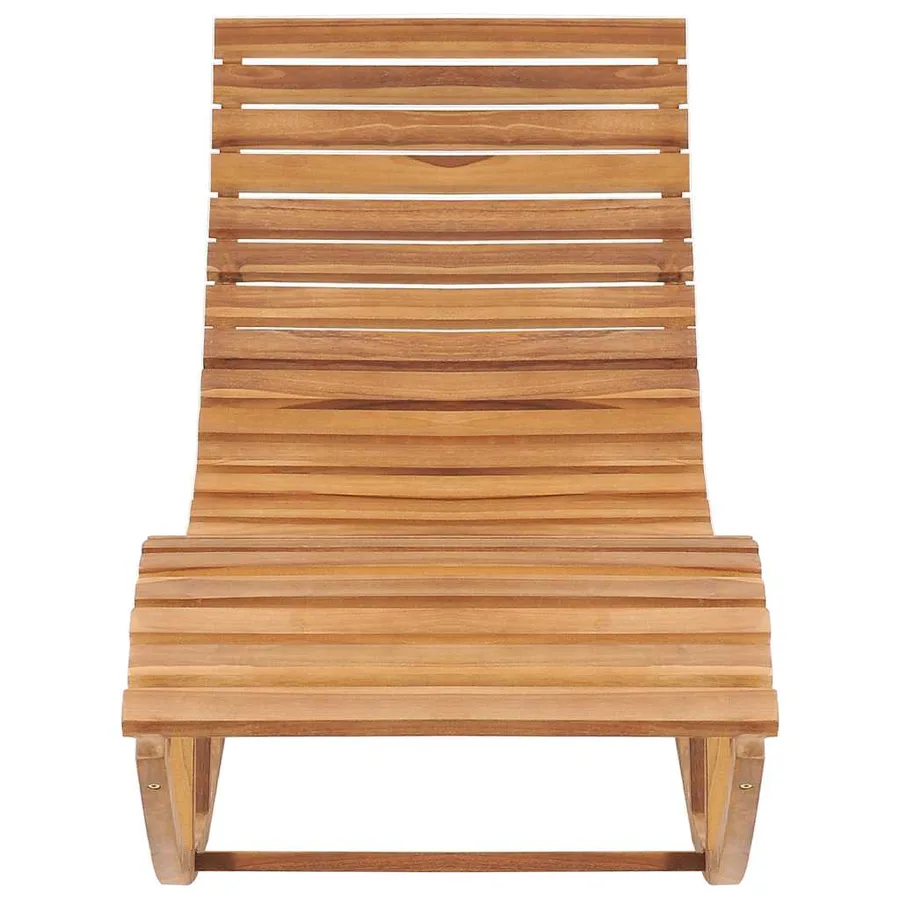 Chaise longue à bascule avec coussin Bois de teck solide - 11