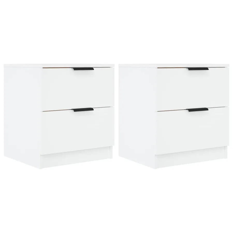 Tables de chevet 2 pcs Blanc Bois d'ingénierie - 2
