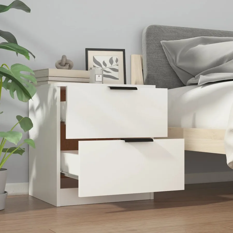 Tables de chevet 2 pcs Blanc Bois d'ingénierie - 4