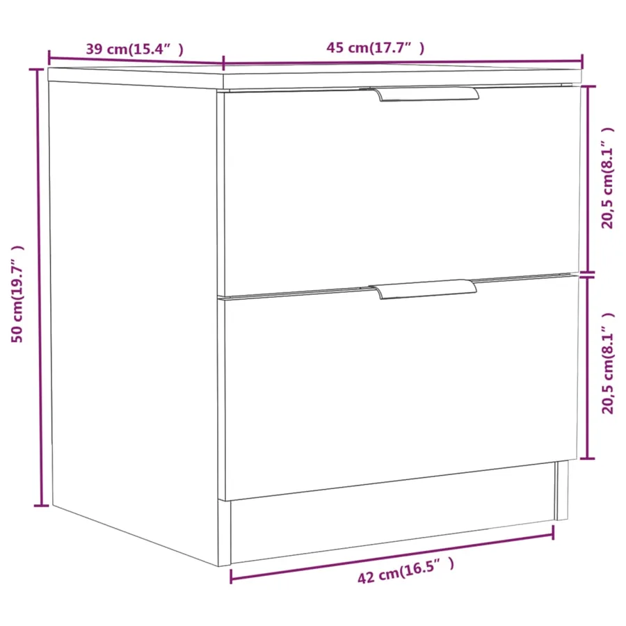 Tables de chevet 2 pcs Blanc Bois d'ingénierie - 8