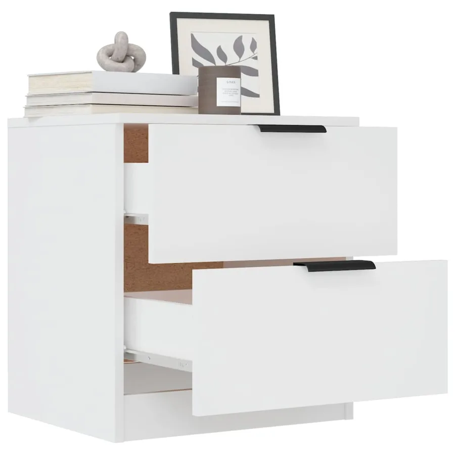 Tables de chevet 2 pcs Blanc Bois d'ingénierie - 9
