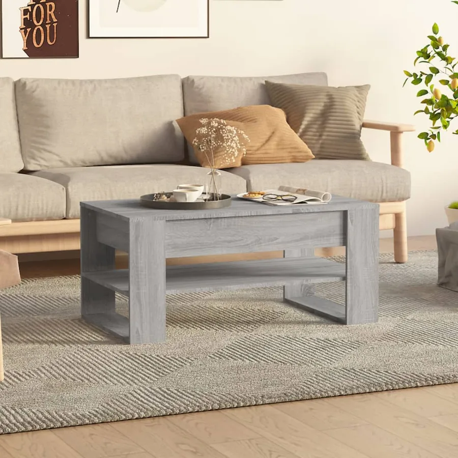 Table basse sonoma gris 102x55x45 cm bois d'ingénierie