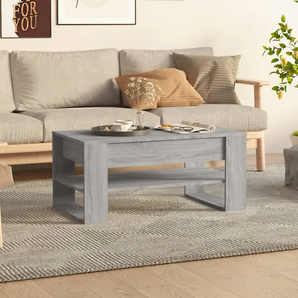 Table basse sonoma gris 102x55x45 cm bois d'ingénierie
