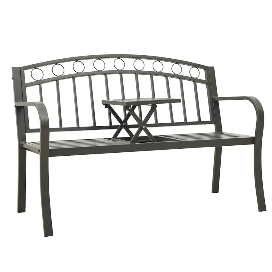 Banc de jardin avec une table 125 cm acier gris