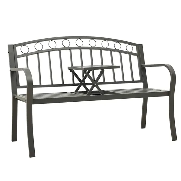 Banc de jardin avec une table 125 cm acier gris