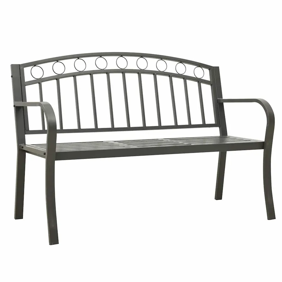 Banc de jardin avec une table 125 cm acier gris - 2