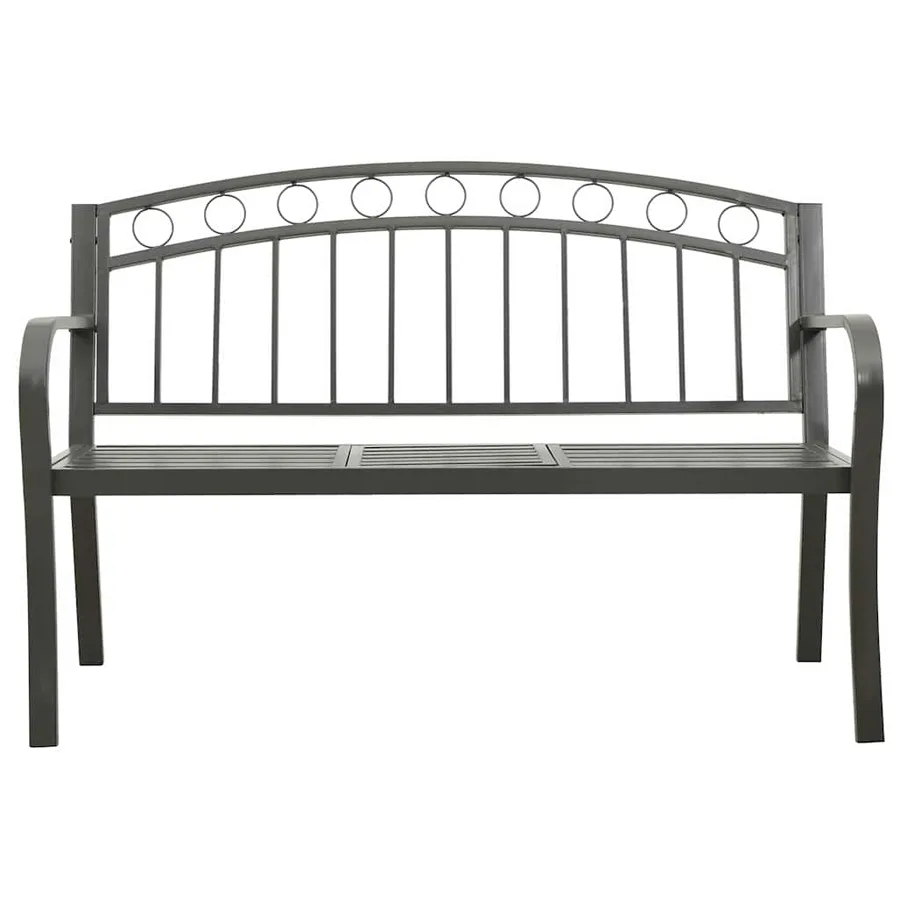 Banc de jardin avec une table 125 cm acier gris - 3