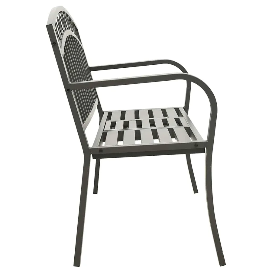 Banc de jardin avec une table 125 cm acier gris - 4