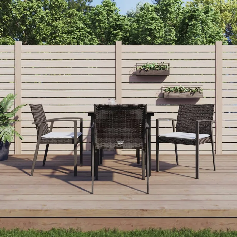 Ensemble à manger de jardin 5 pcs coussins résine tressée acier