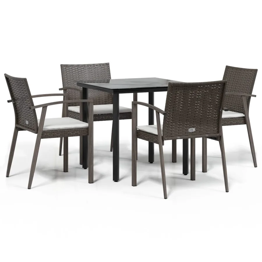 Ensemble à manger de jardin 5 pcs coussins résine tressée acier - 2