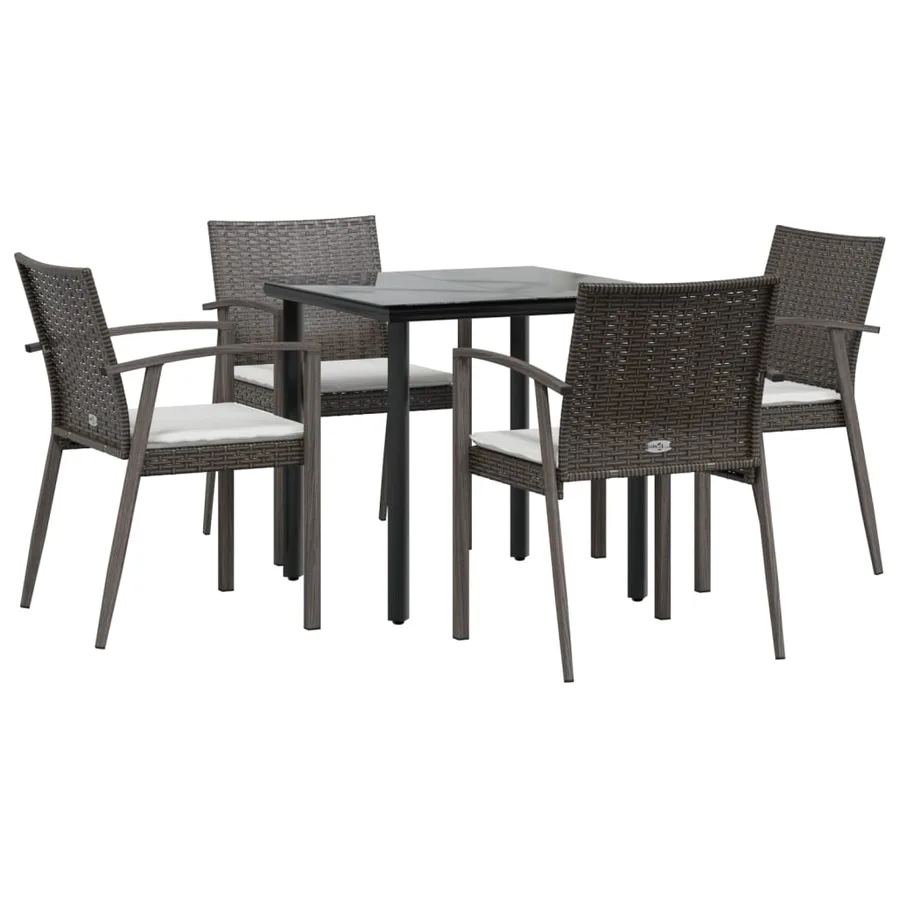 Ensemble à manger de jardin 5 pcs coussins résine tressée acier - 3