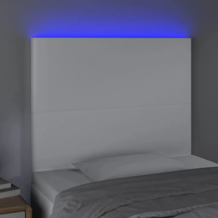 Tête de lit à LED Blanc 100x5x118/128 cm Similicuir - 3