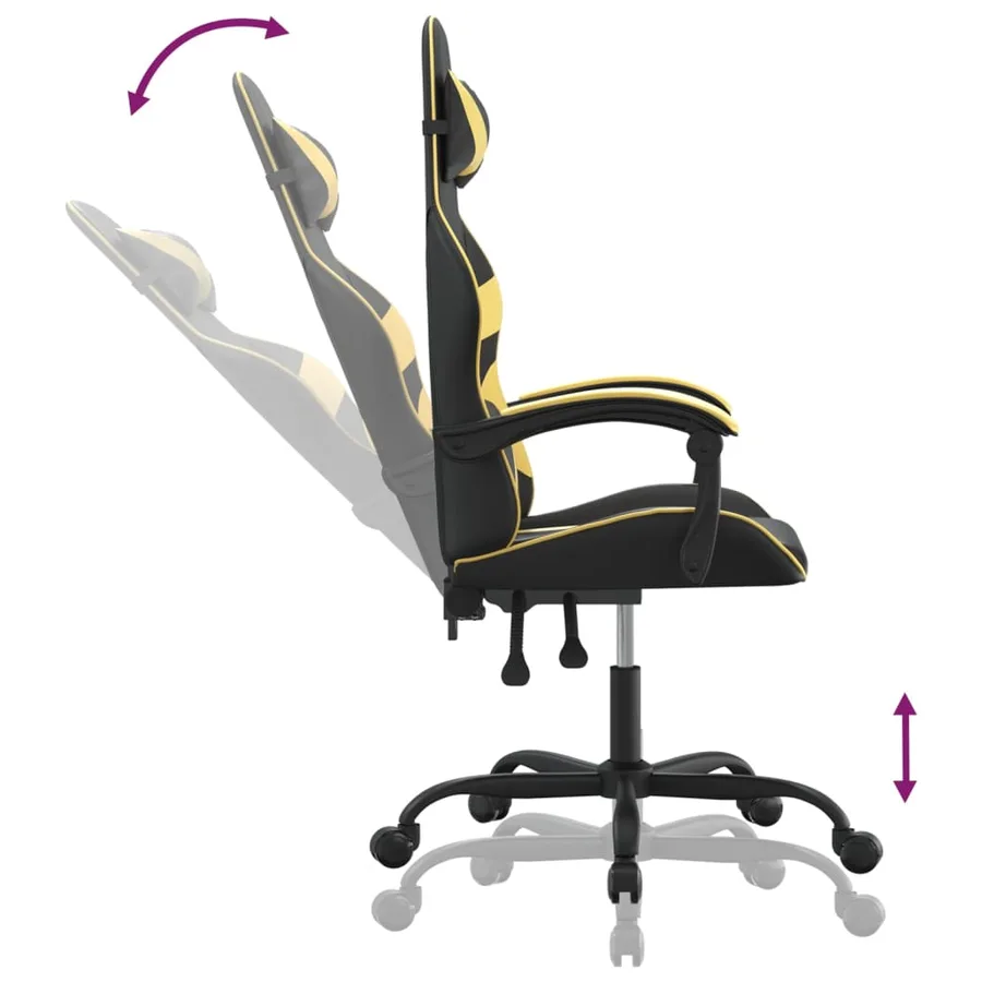 Chaise de jeu Noir et doré Similicuir - 6
