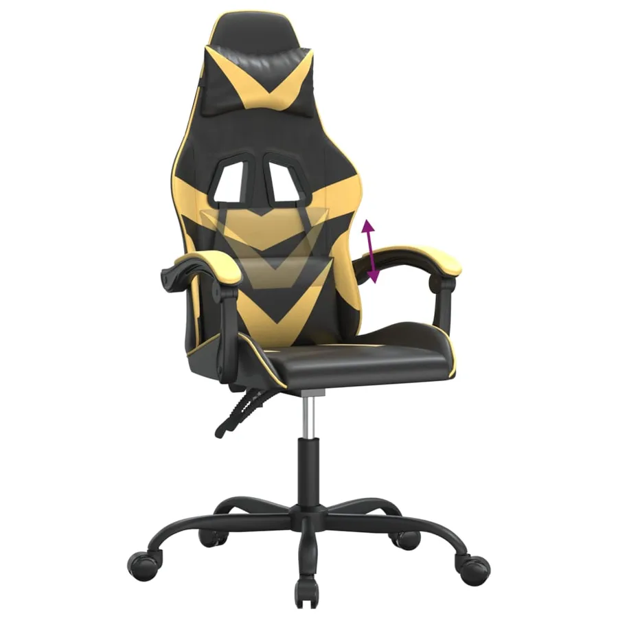 Chaise de jeu Noir et doré Similicuir - 7
