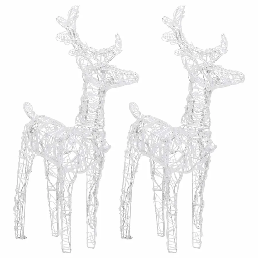 Rennes de Noël 2 pcs 80 LED Blanc froid Acrylique - 5