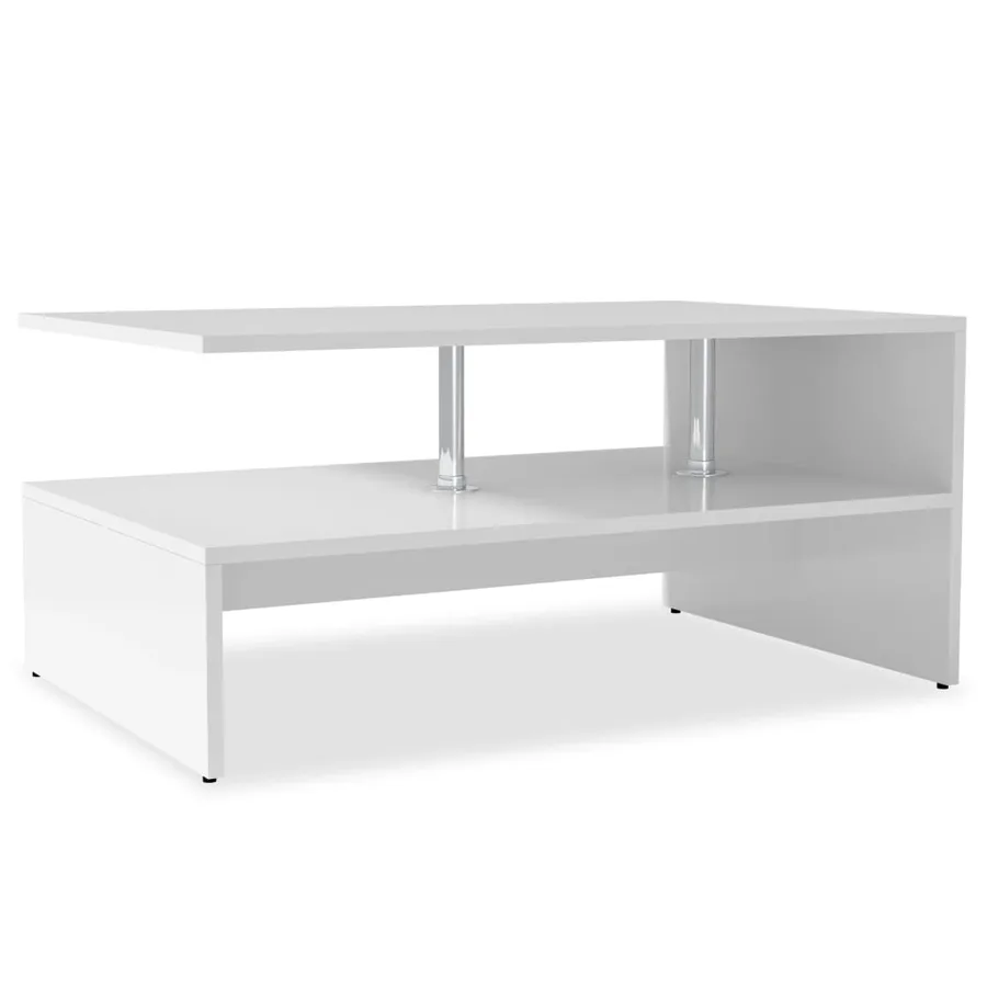 Table basse Bois d'ingénierie 90x59x42 cm Blanc - 2