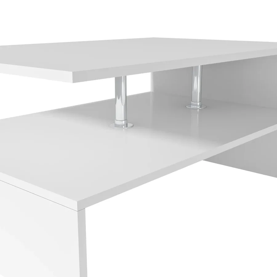 Table basse Bois d'ingénierie 90x59x42 cm Blanc - 4