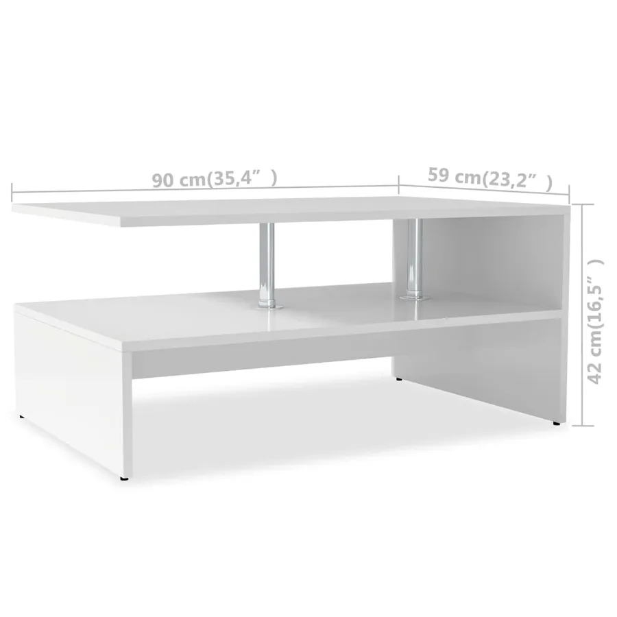 Table basse Bois d'ingénierie 90x59x42 cm Blanc - 6