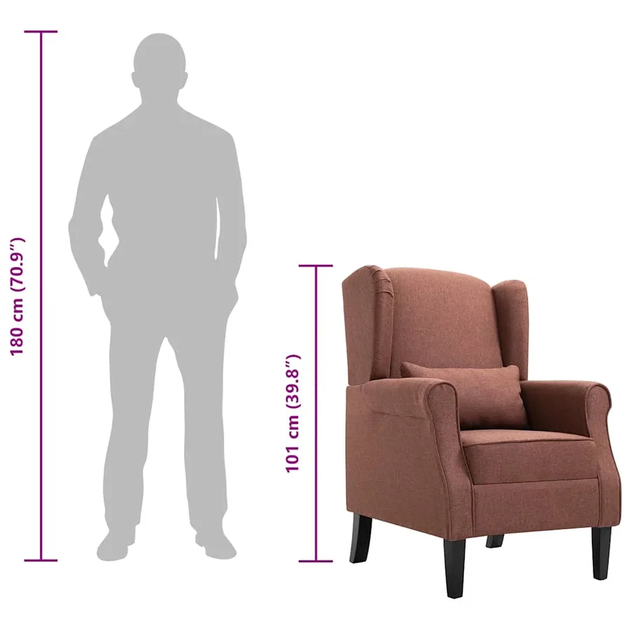 Fauteuil marron tissu - 10