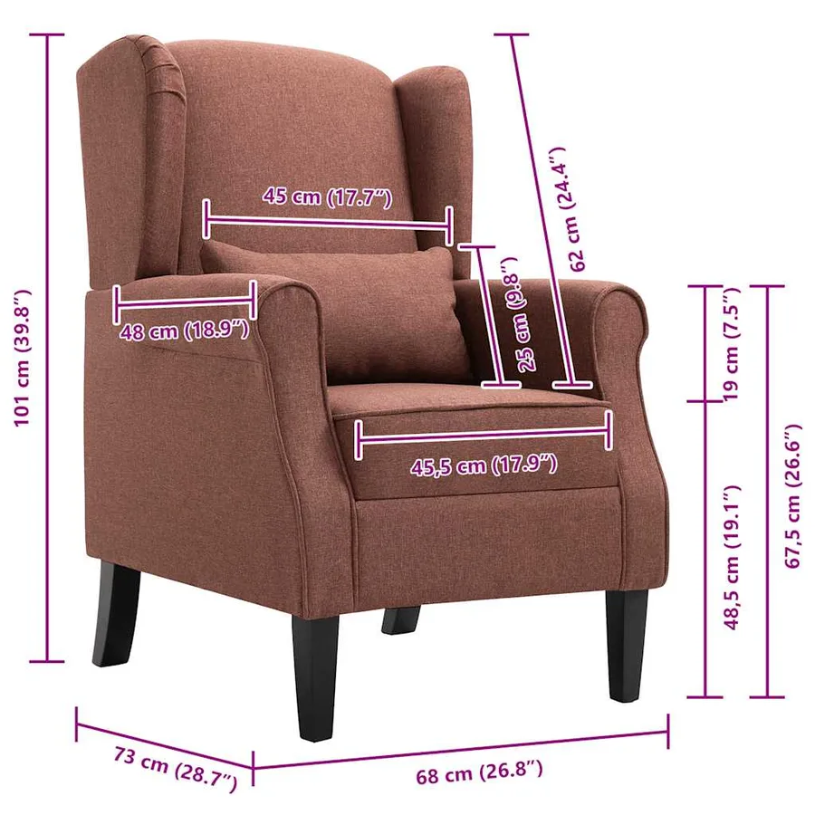 Fauteuil marron tissu - 9