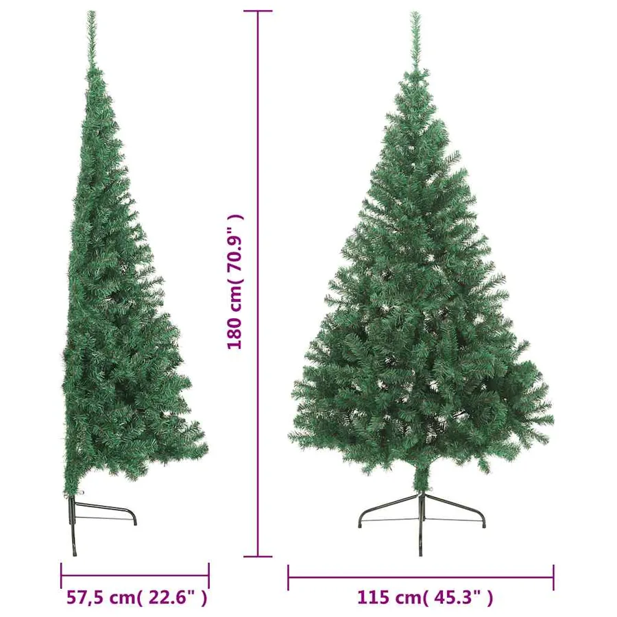 Sapin de Noël artificiel moitié avec support vert 180 cm PVC - 10