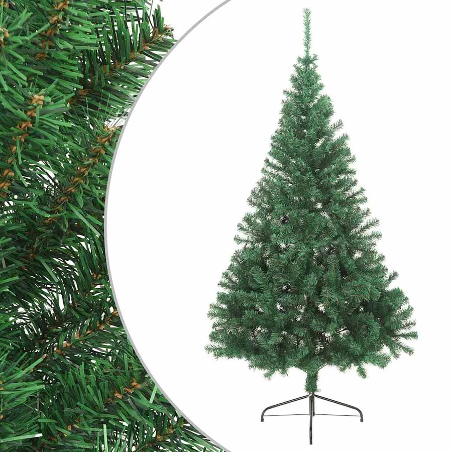 Sapin de Noël artificiel moitié avec support vert 180 cm PVC - 2