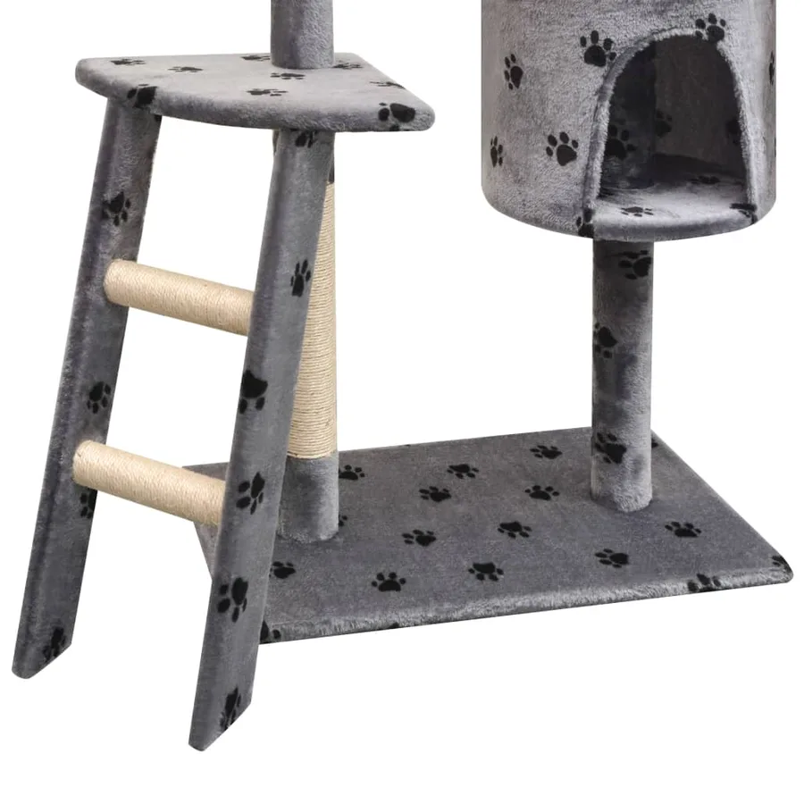 Arbre à chat et griffoir Sisal 150 cm Empreintes de pattes Gris - 3